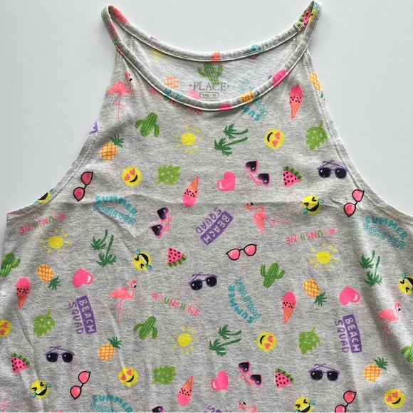 Children’s Place Tank Tops Girl’s XXL 16 Neon EMOJIS Summer - Picture 2 of 3